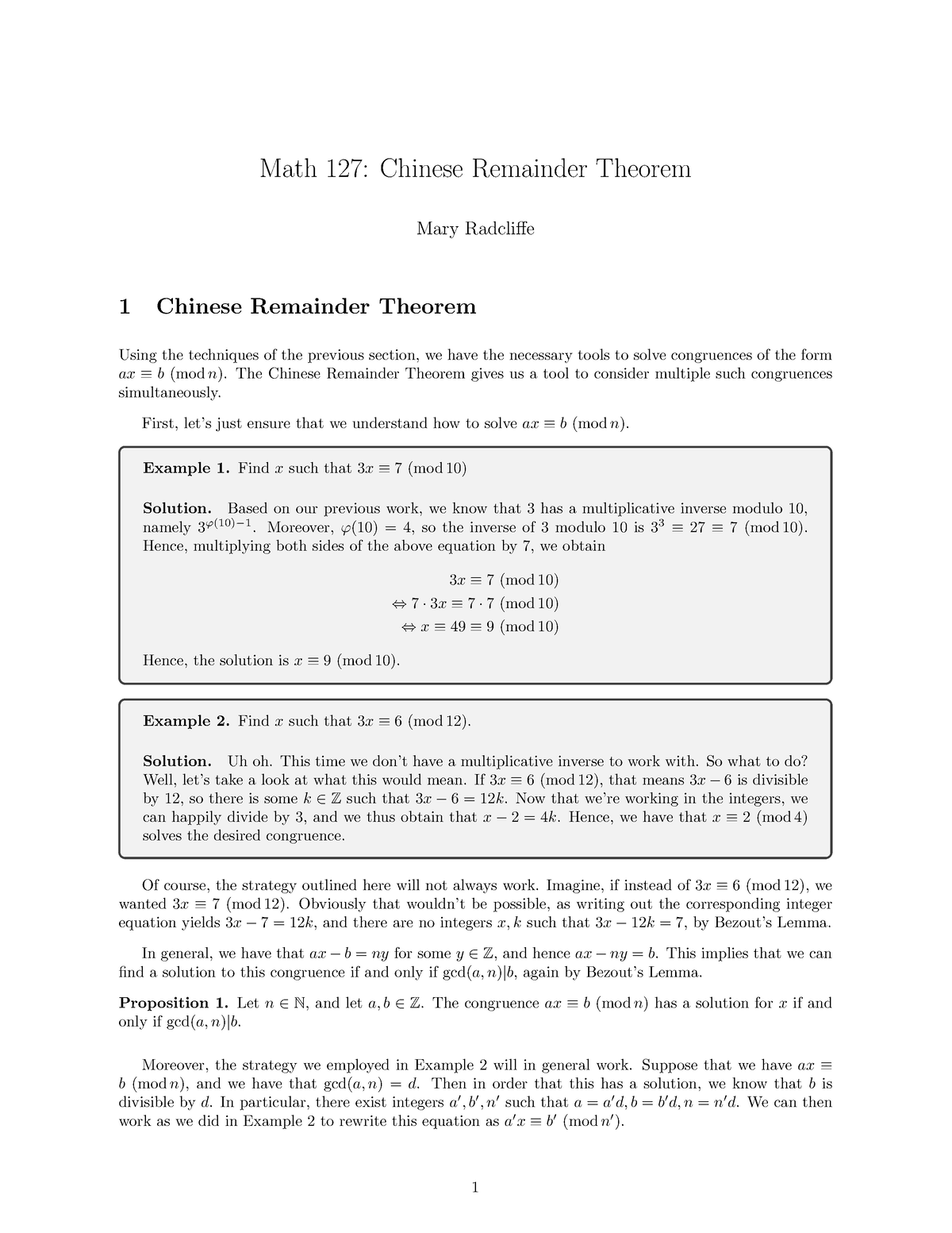 Chinese Remainder Theorem - The Chinese Remainder Theorem Gives Us A ...