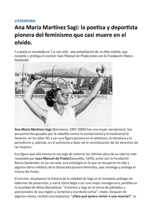 La poeta, atleta y anarquista Anna Maria Martínez Sagi, rescatada del  olvido