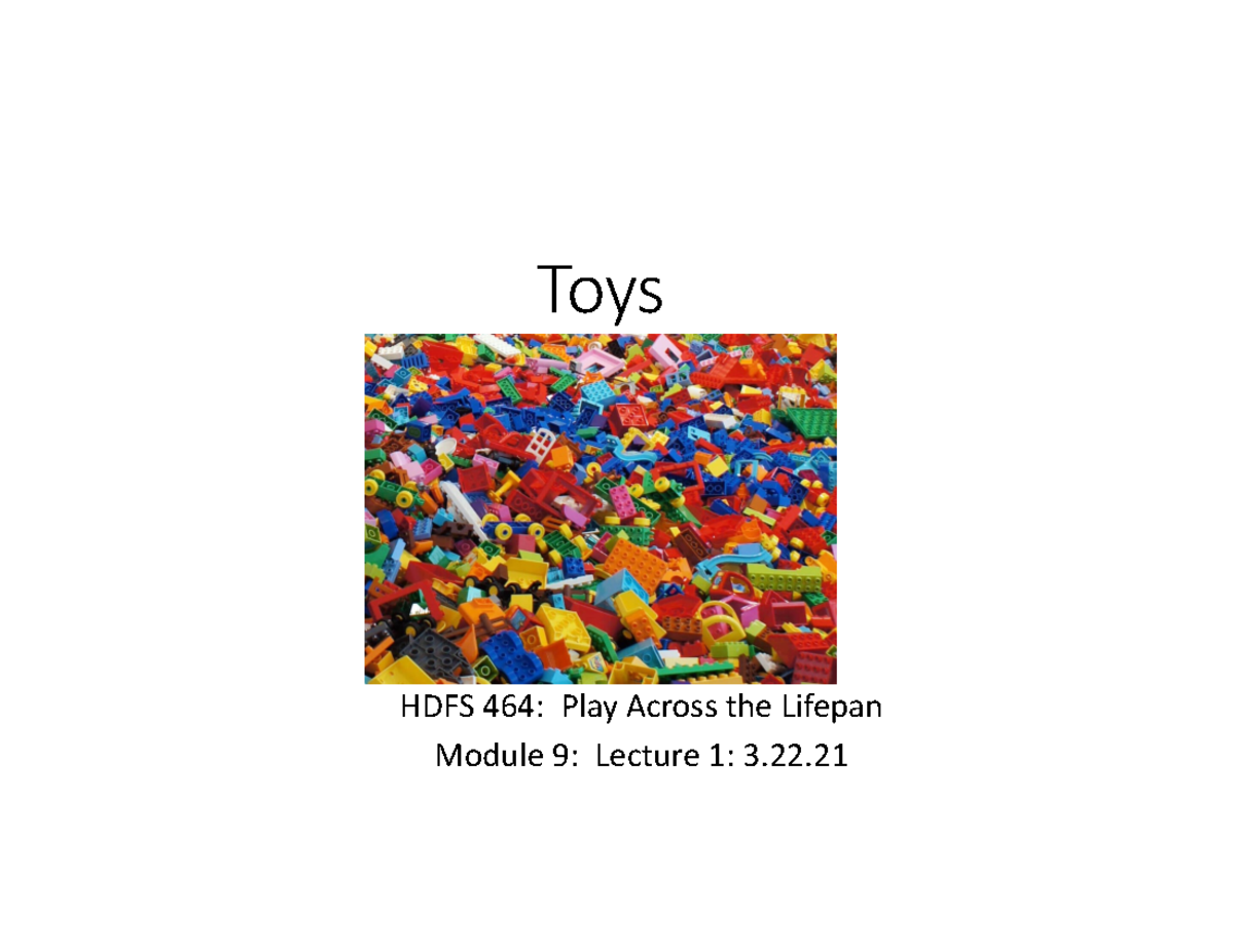 HDFS464 Mod9Lecture 1 Toys 3 Toys HDFS 464 Play Across the Lifepan