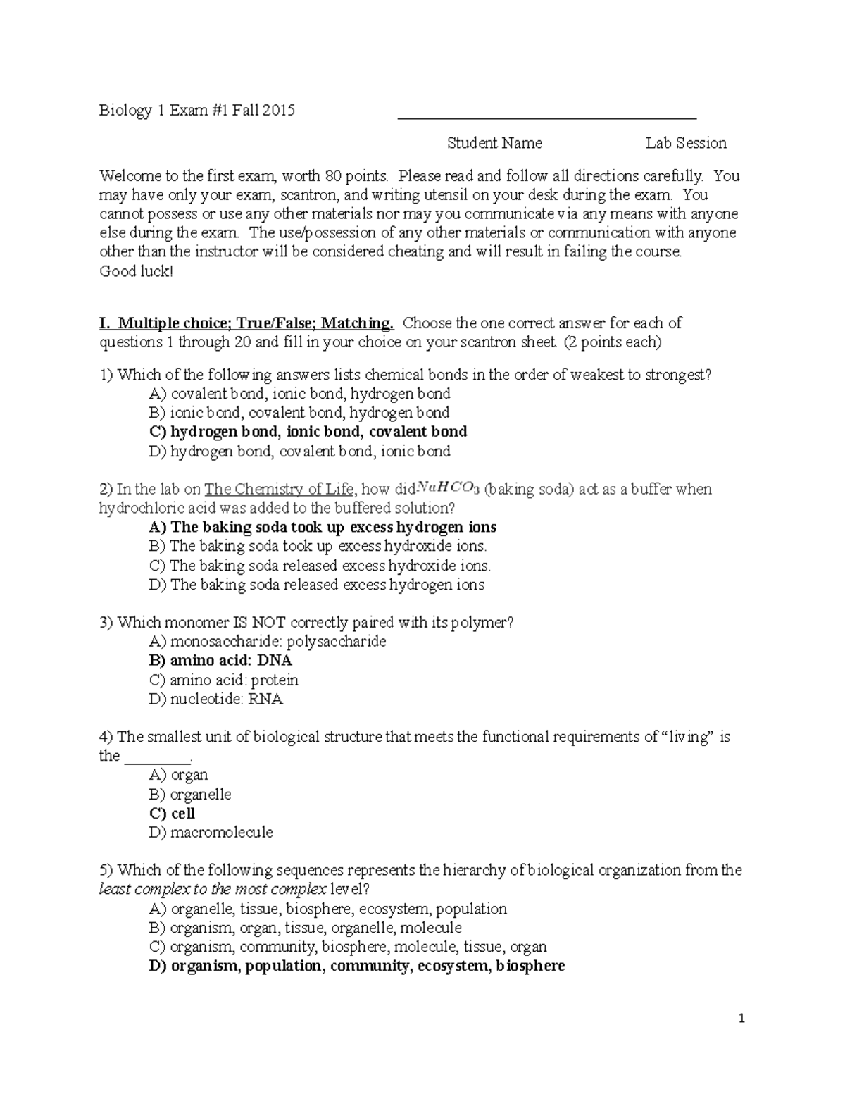 Plus One Biology Answer Key 2023 Final Exam