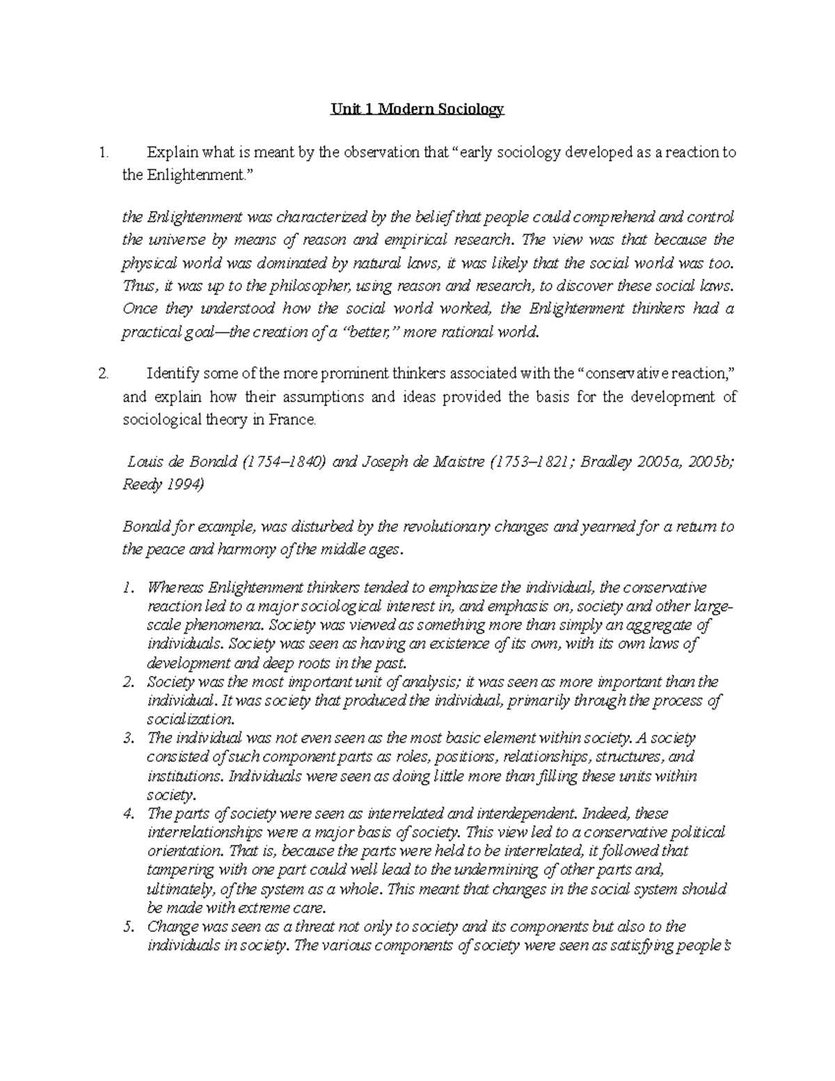 Unit 1 Modern Sociology Unit 1 Modern Sociology Explain What Is Meant