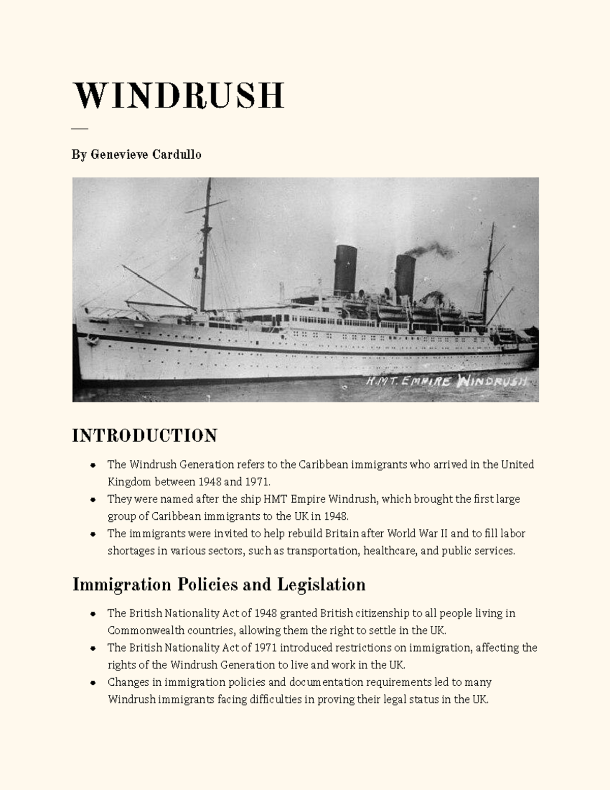 Windrush - They were named after the ship HMT Empire Windrush, which ...