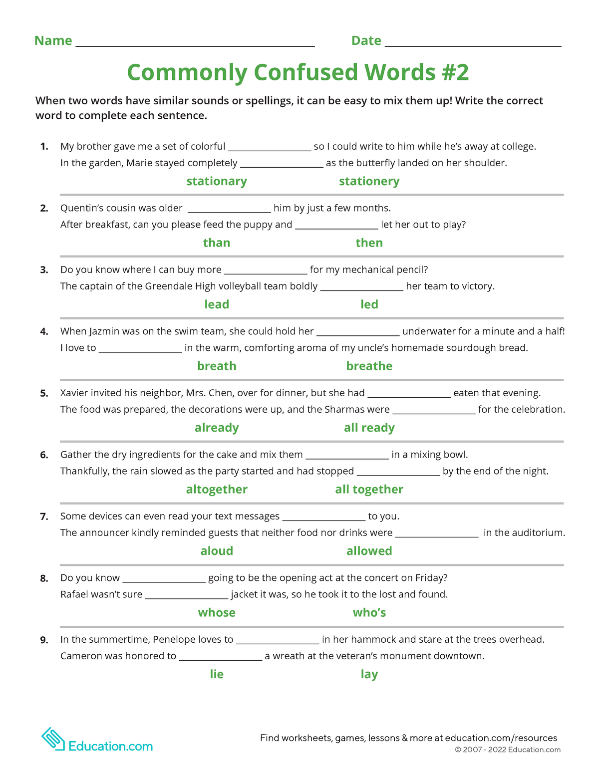 Commonly confused words 2 - My brother gave me a set of colorful ...