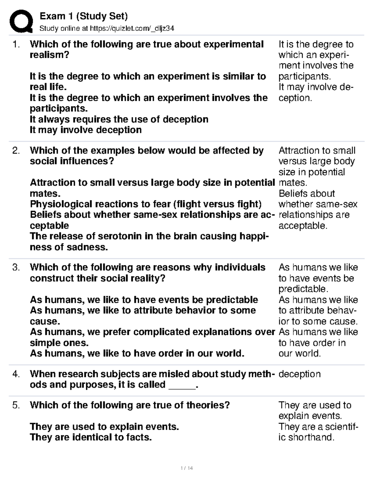 Exam 1 Quizlet Study Guide Study online at quizlet/_dljz Which of the following are true about