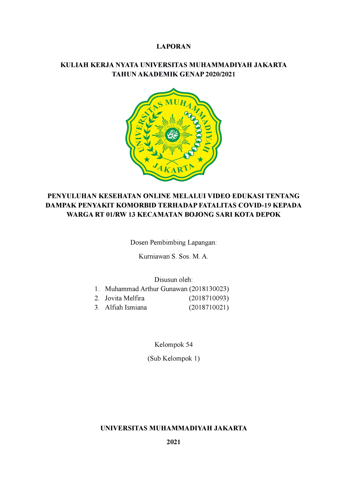 Laporan KKN - LAPORAN KULIAH KERJA NYATA UNIVERSITAS MUHAMMADIYAH ...