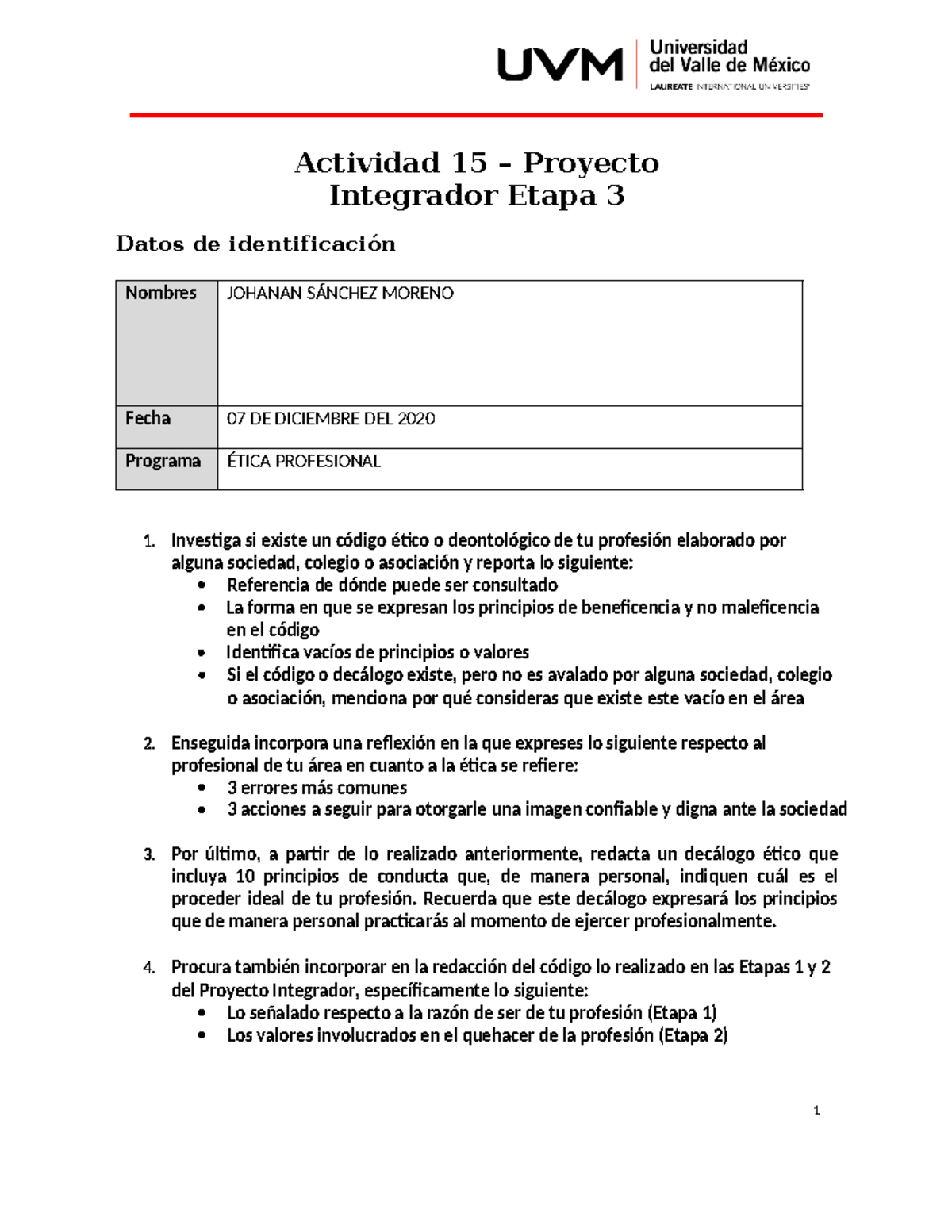 A11 Jsm Resumen Ética Profesional Actividad 15 Proyecto