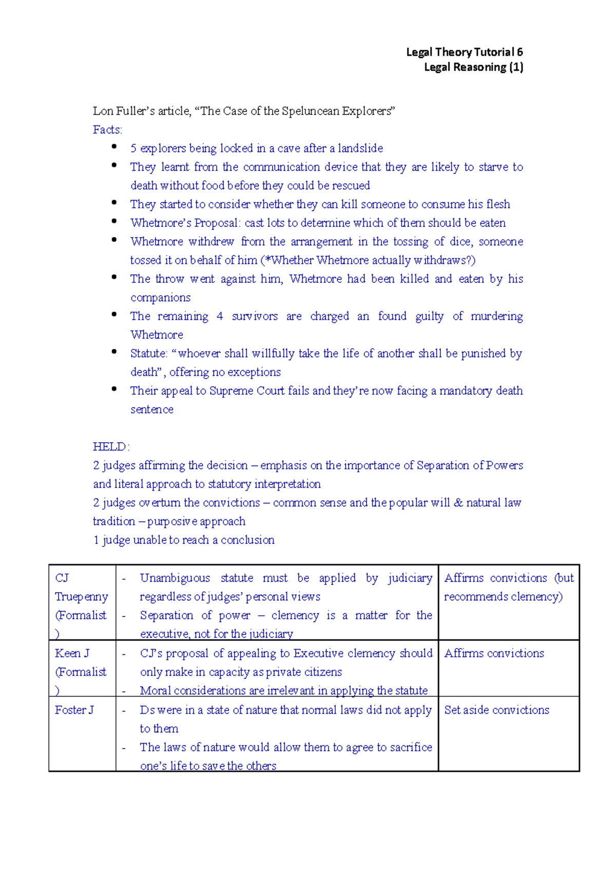 Legal Theory Tutorial 6 Is this an easy case or a hard case? What