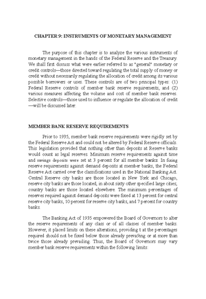 CHAPTER 9 INSTRUMENTS OF MONETARY MANAGEMENT: Open-Market Operations ...
