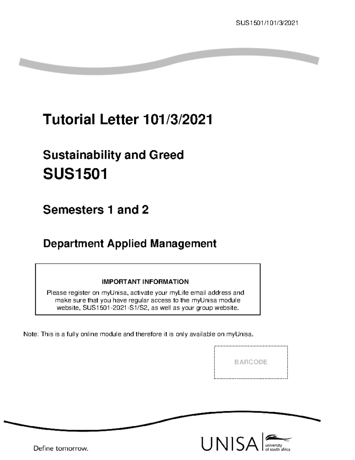 SUS letter - SUS1501/101/3/20 21 Tutorial Letter 101/ 3 /20 21 ...