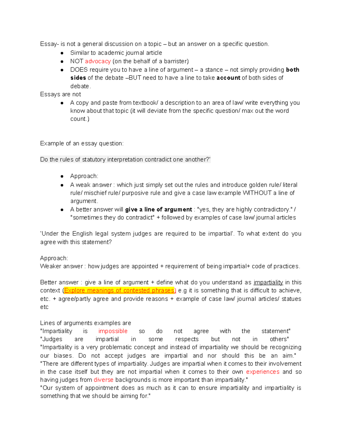 Essay writing - notes - Essay- is not a general discussion on a topic ...
