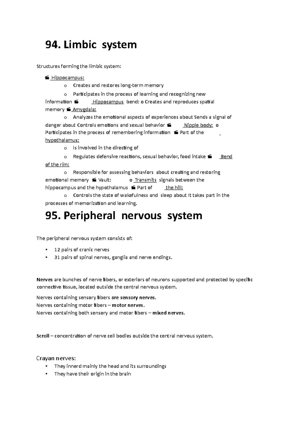 Limbic system notes - 94. Limbic system Structures forming the limbic ...