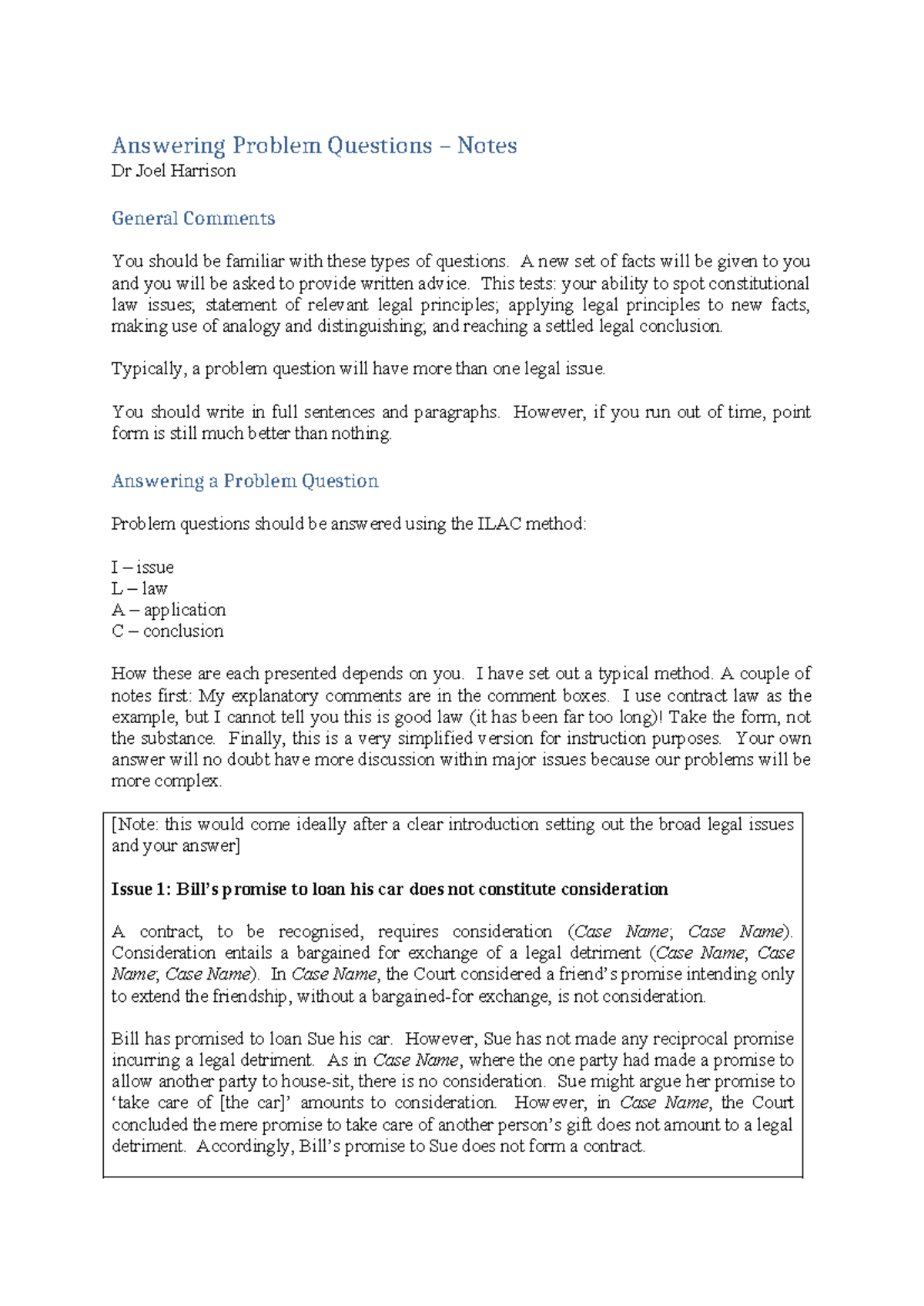 Answering Problem Questions - A new set of facts will be given to you ...