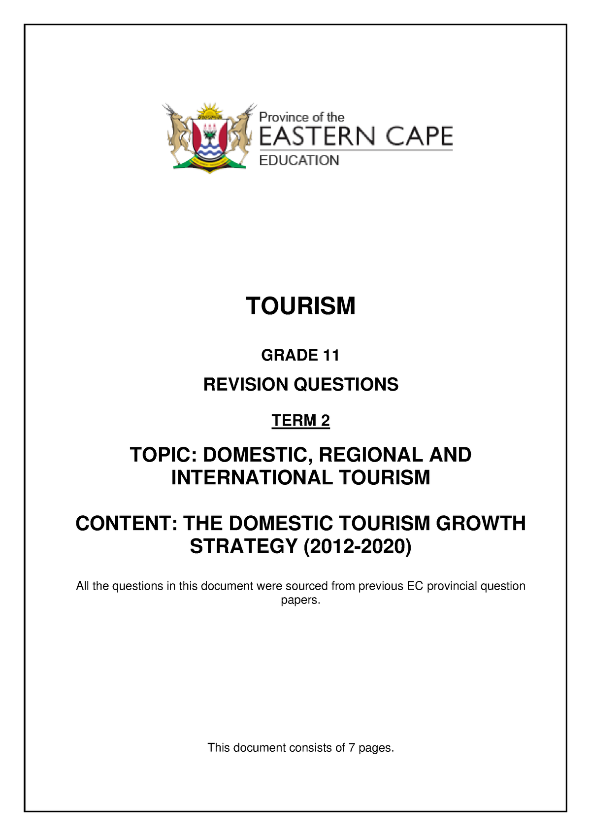 tourism grade 11 march 2023