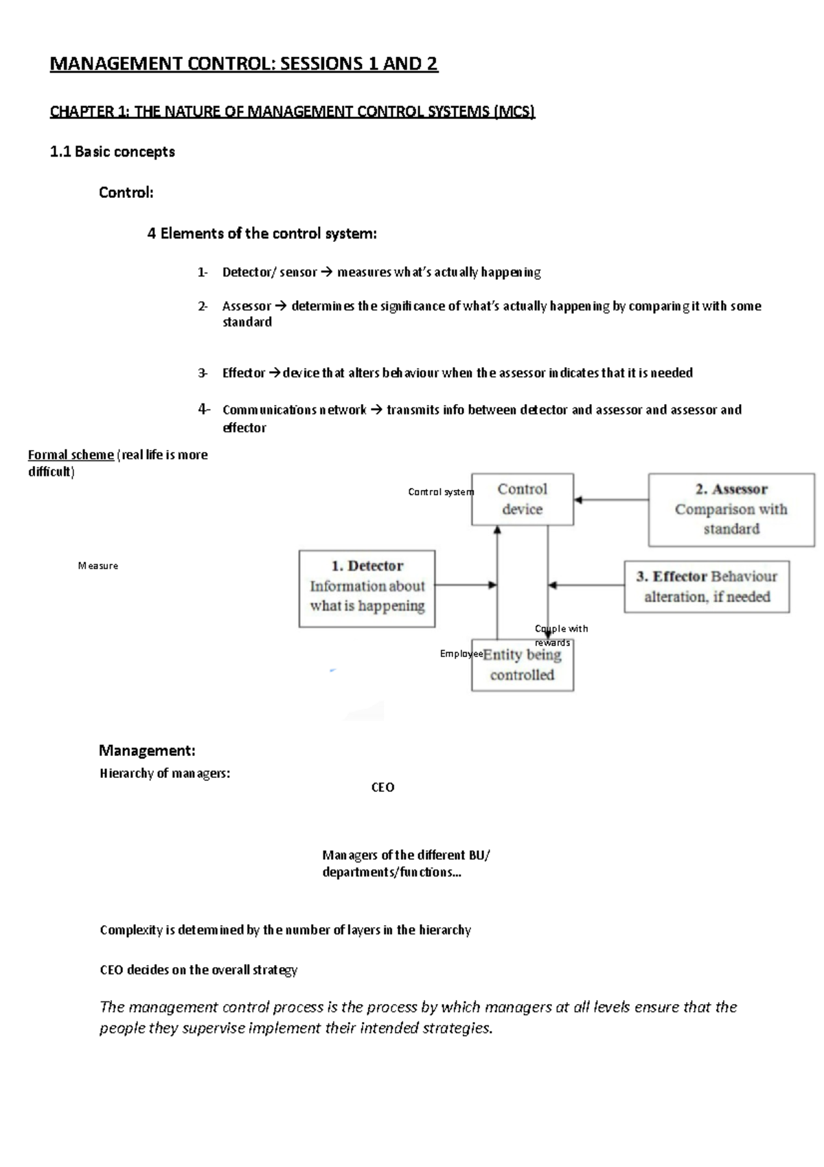 Management Control Sessions 1-2 - MANAGEMENT CONTROL: SESSIONS 1 AND 2 ...