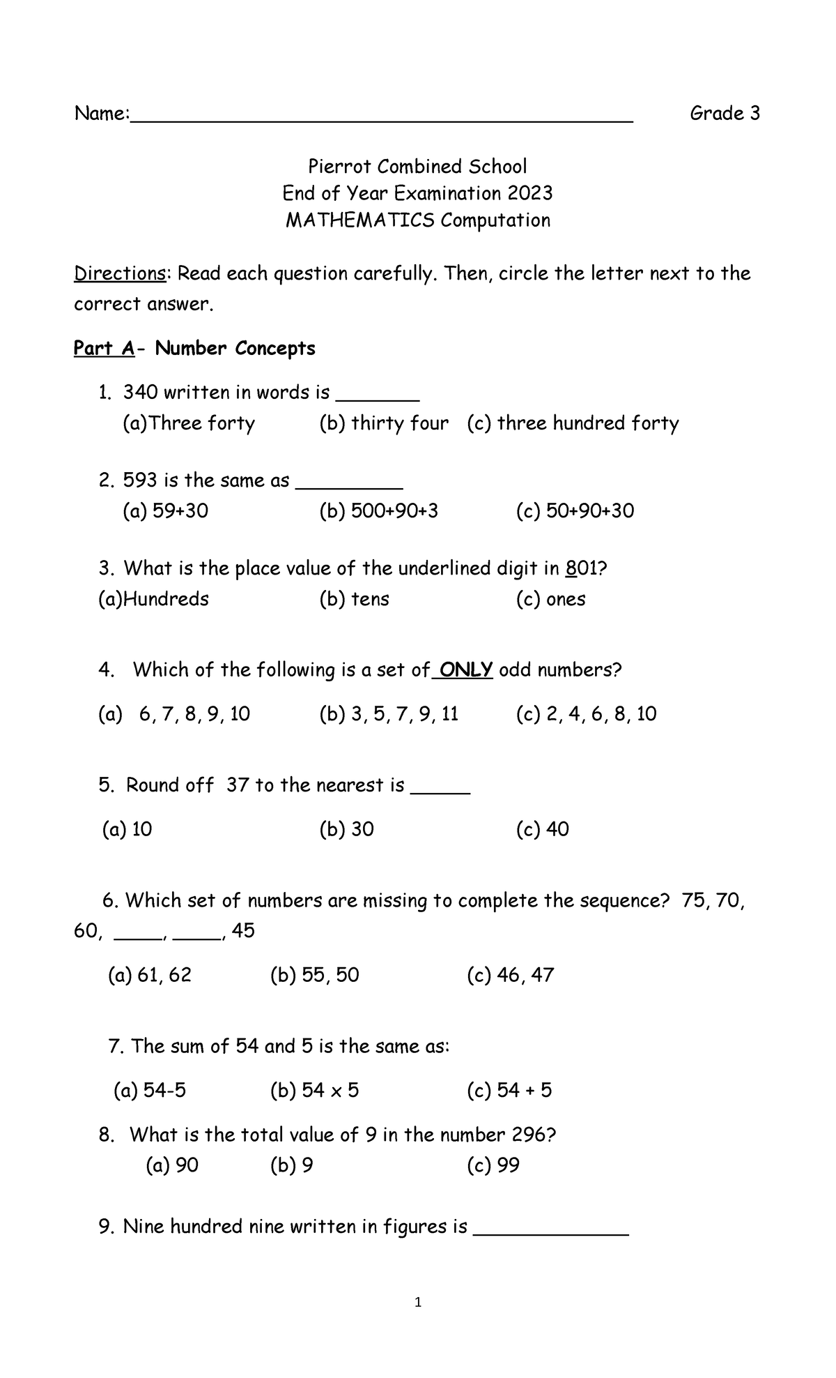 math-multiple-choice-grade-3-name