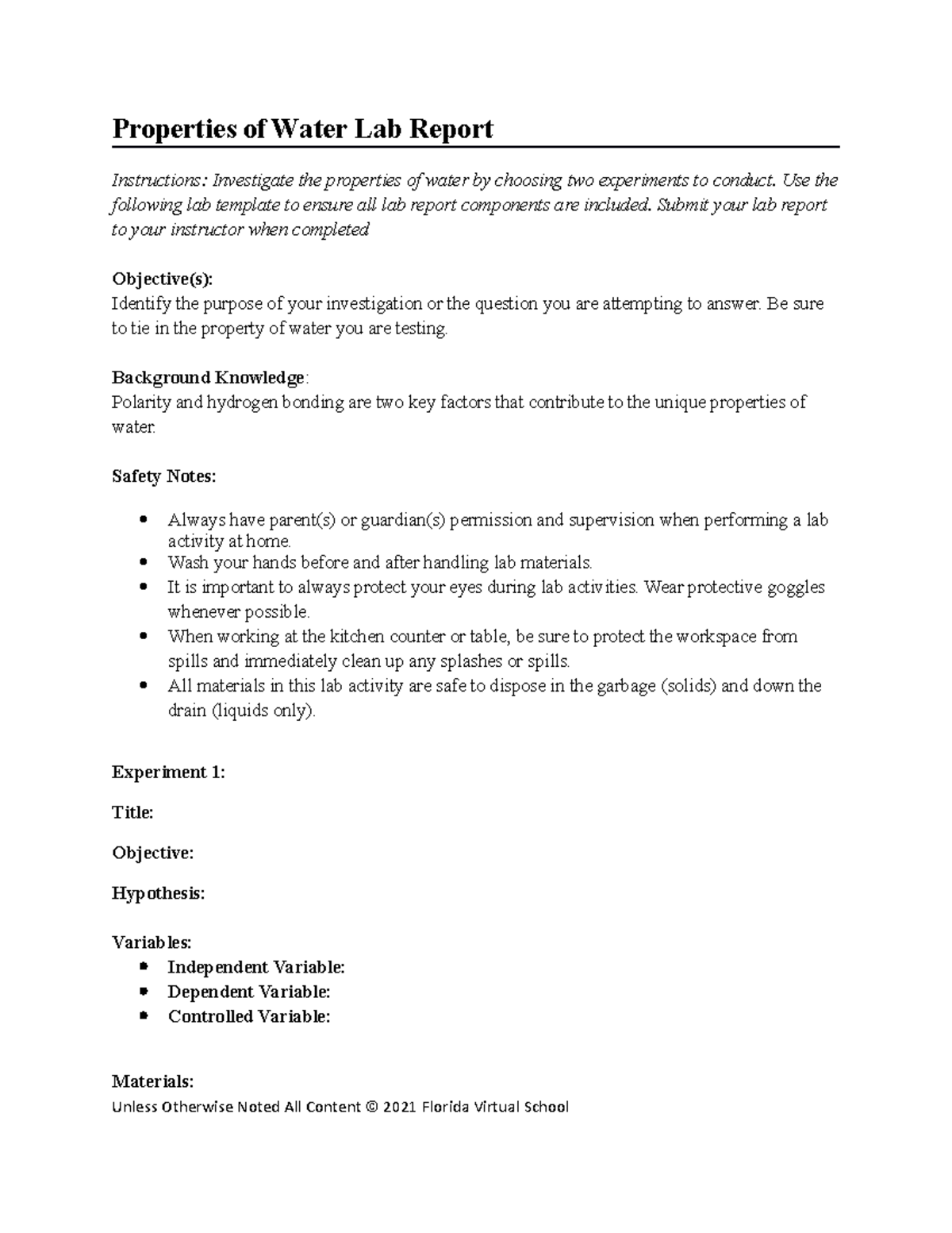 02 01 properties of water lab report 2 Properties of Water Lab Report