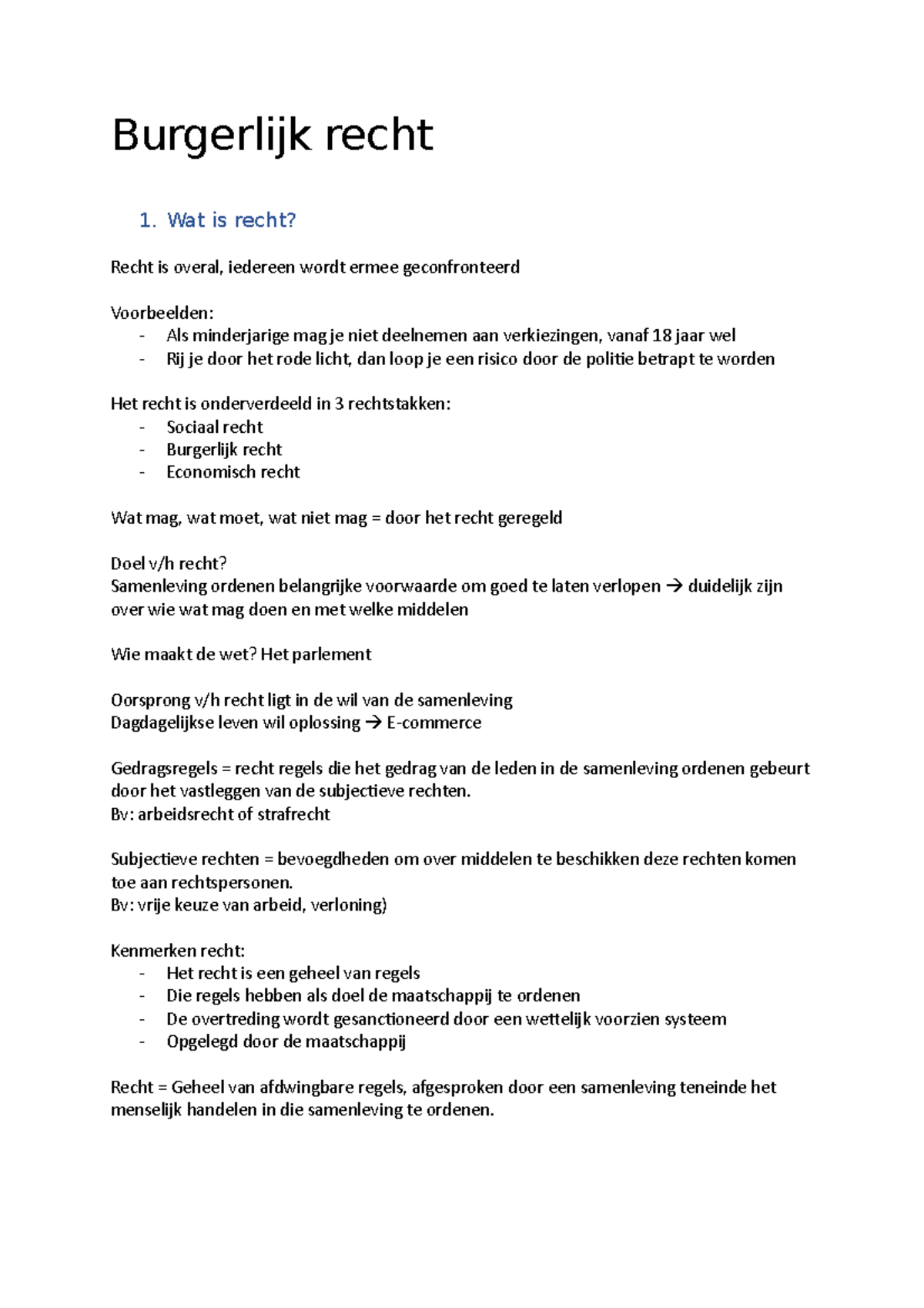 Samenvatting - Burgelijk Recht Info - Burgerlijk Recht 1. Wat Is Recht ...