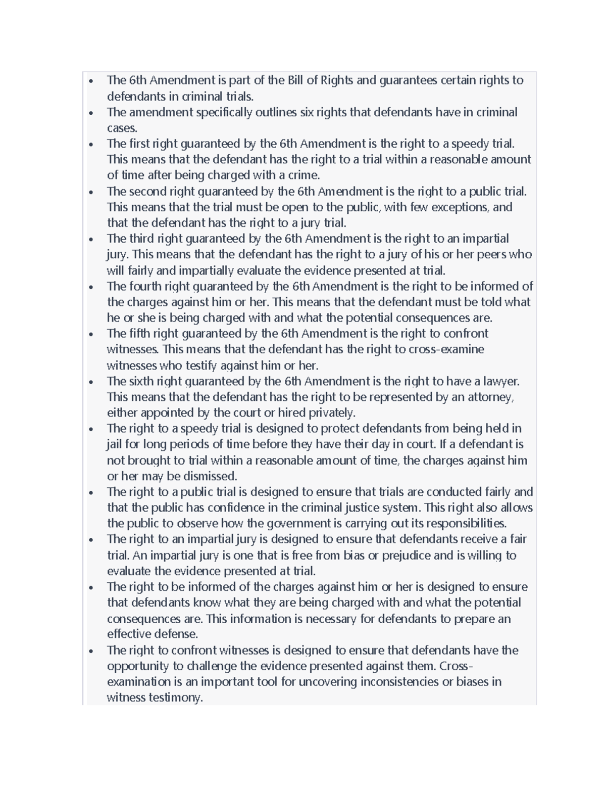 6th amendment Notes • The 6th Amendment is part of the Bill of Rights and guarantees certain