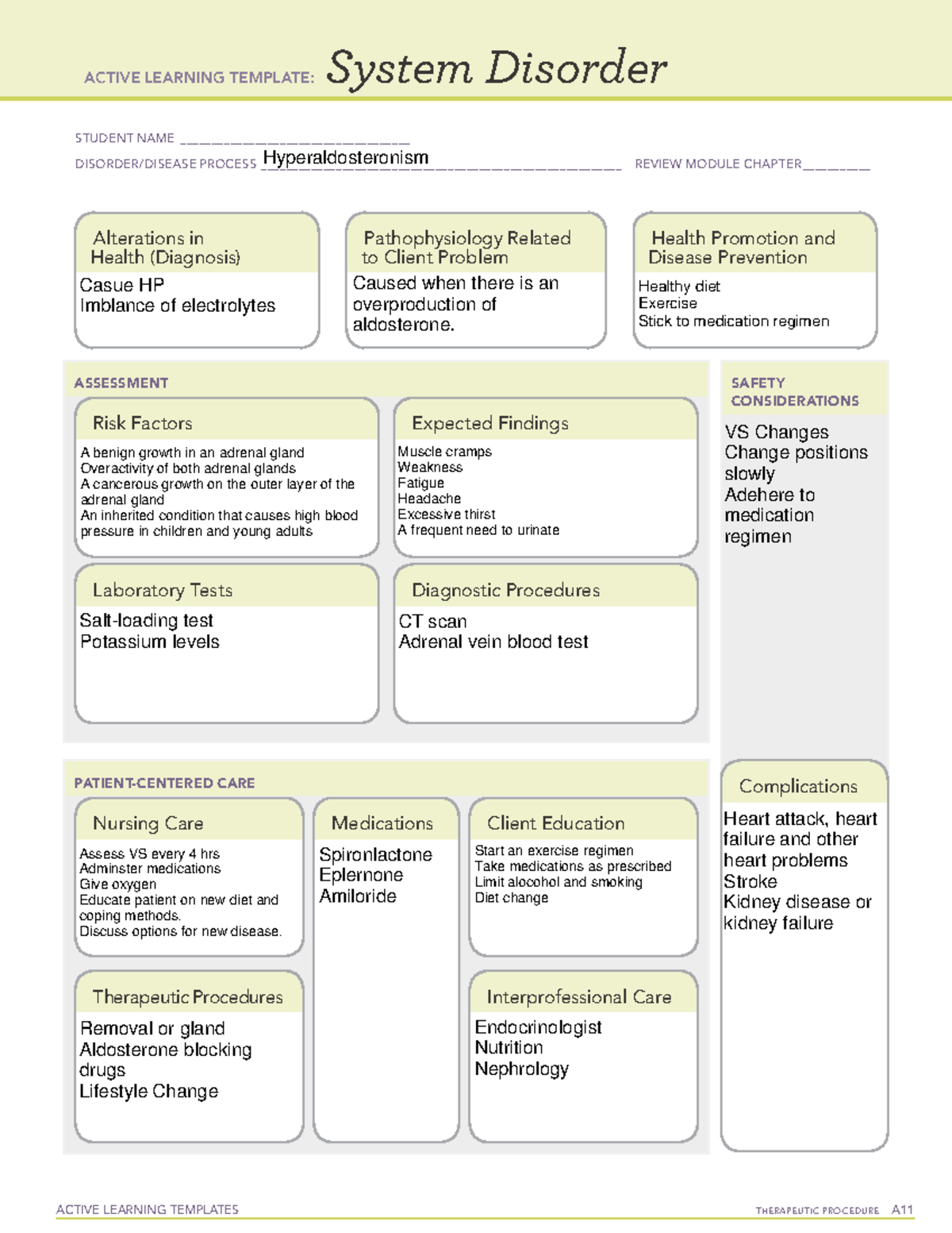 Hyperaldosteronism 1 - burns - ACTIVE LEARNING TEMPLATES THERAPEUTIC ...