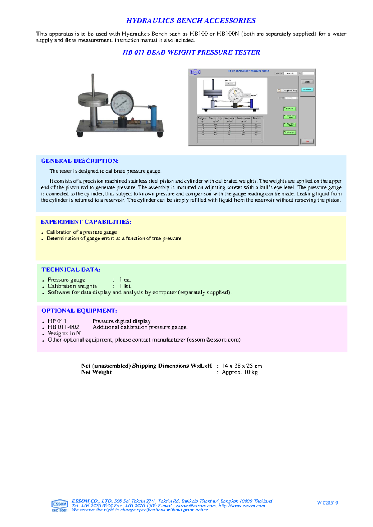 Dead weight tester a very useful document - HYDRAULICS BENCH ...