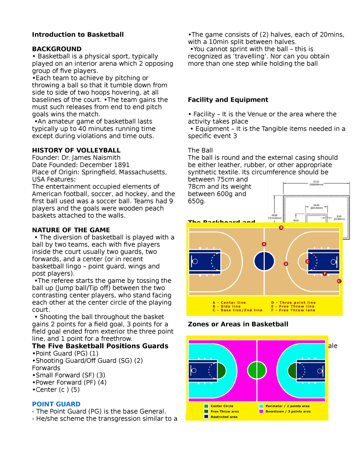 PE Finals Reviewer - okz - Introduction to Basketball BACKGROUND ...