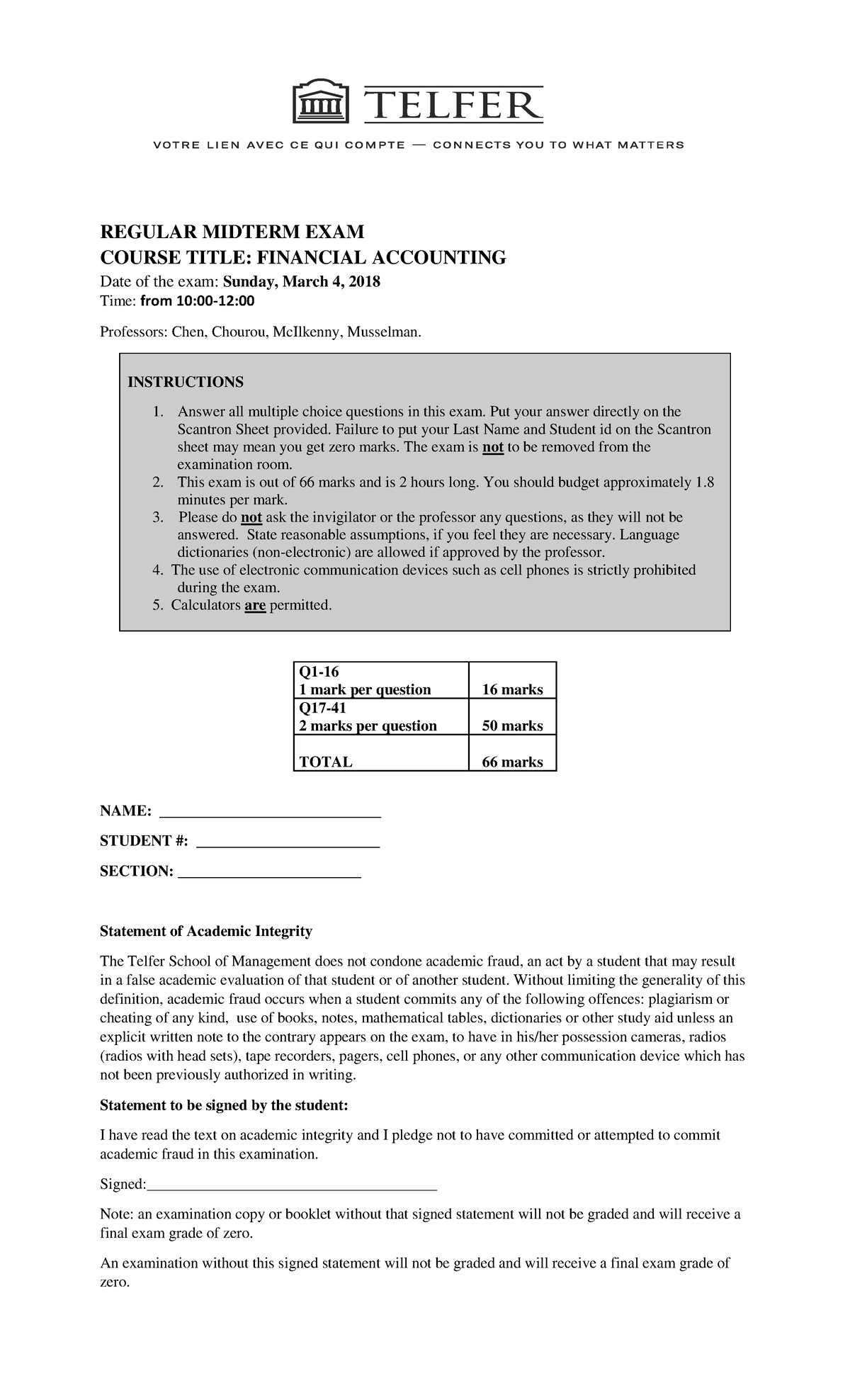Practice Midterm Exam ADM1340 (002) - REGULAR MIDTERM EXAM COURSE TITLE ...
