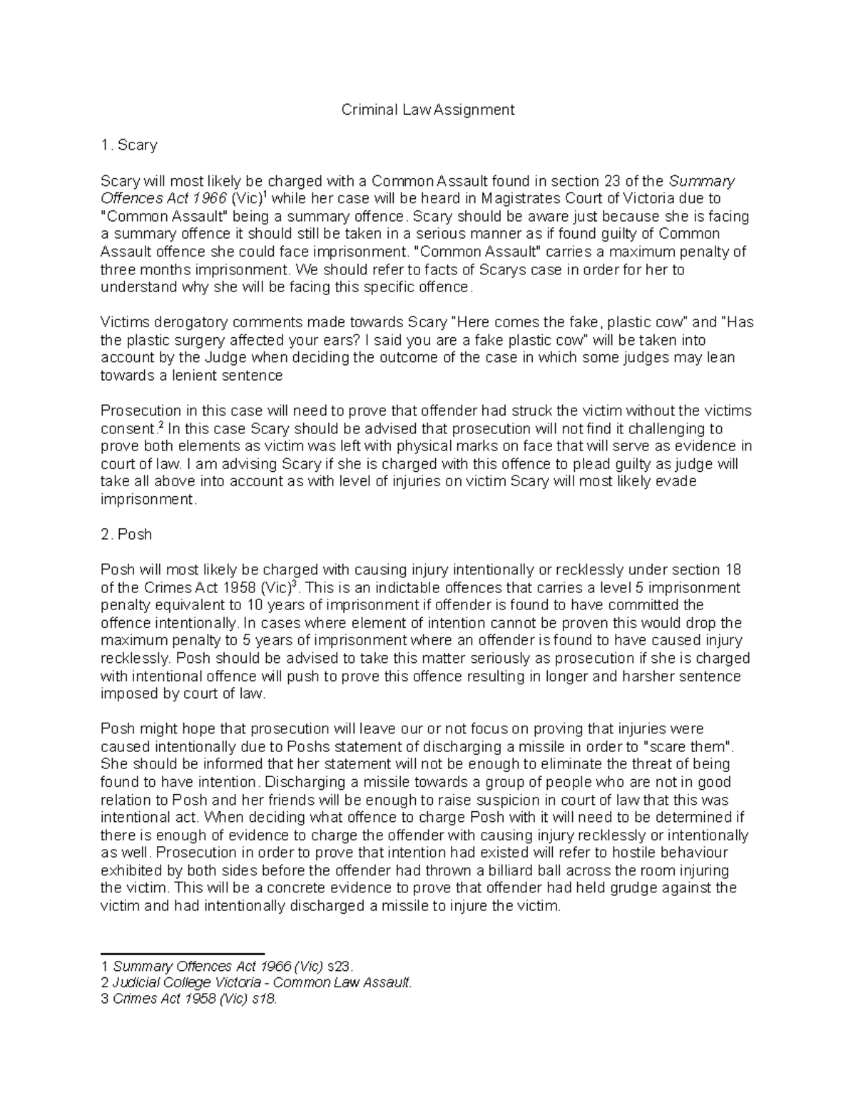 Michael - Criminal Law Assignment - Criminal Law Assignment Scary Scary ...