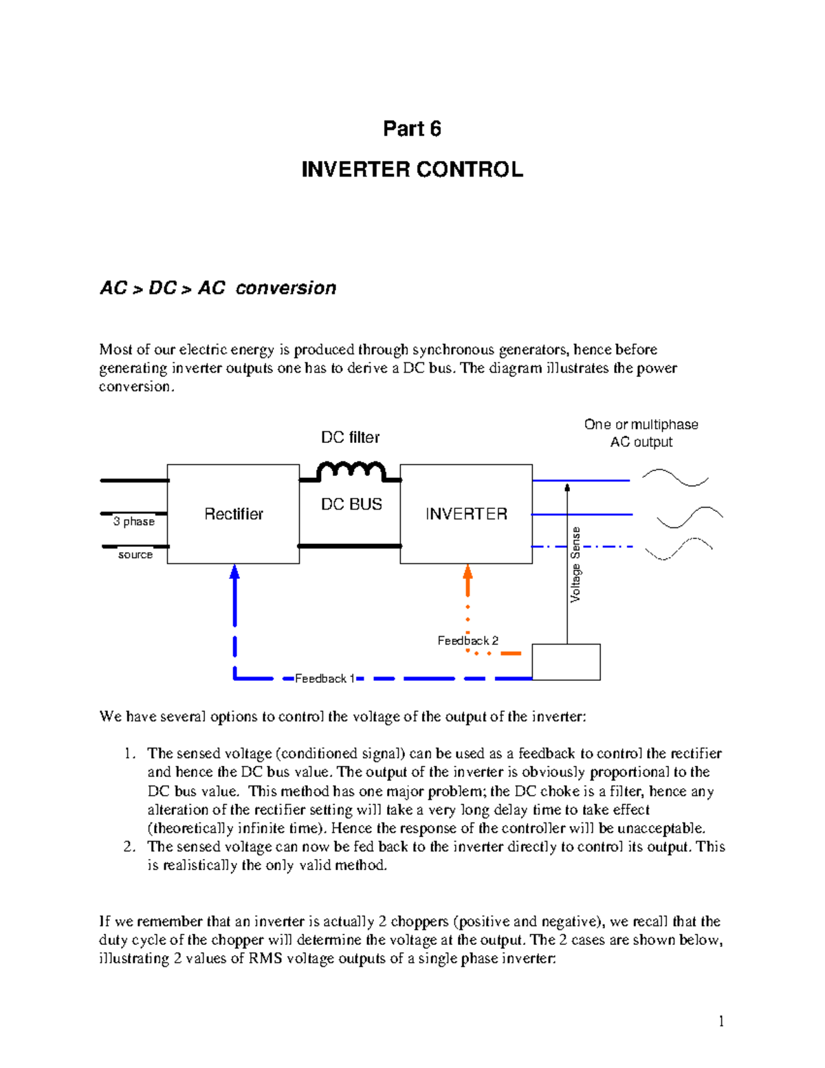 6 Inverter Control Principles Update Part 6 INVERTER CONTROL AC > DC