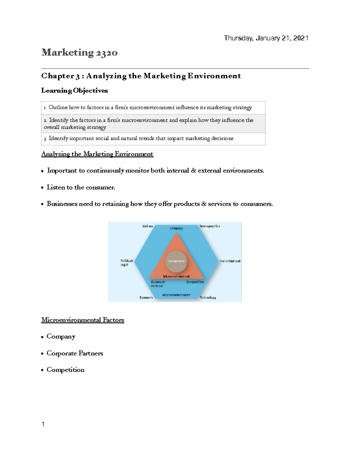 Marketing 2320 Chapter 3 Notes - Marketing 2320 Chapter 3 : Analyzing ...