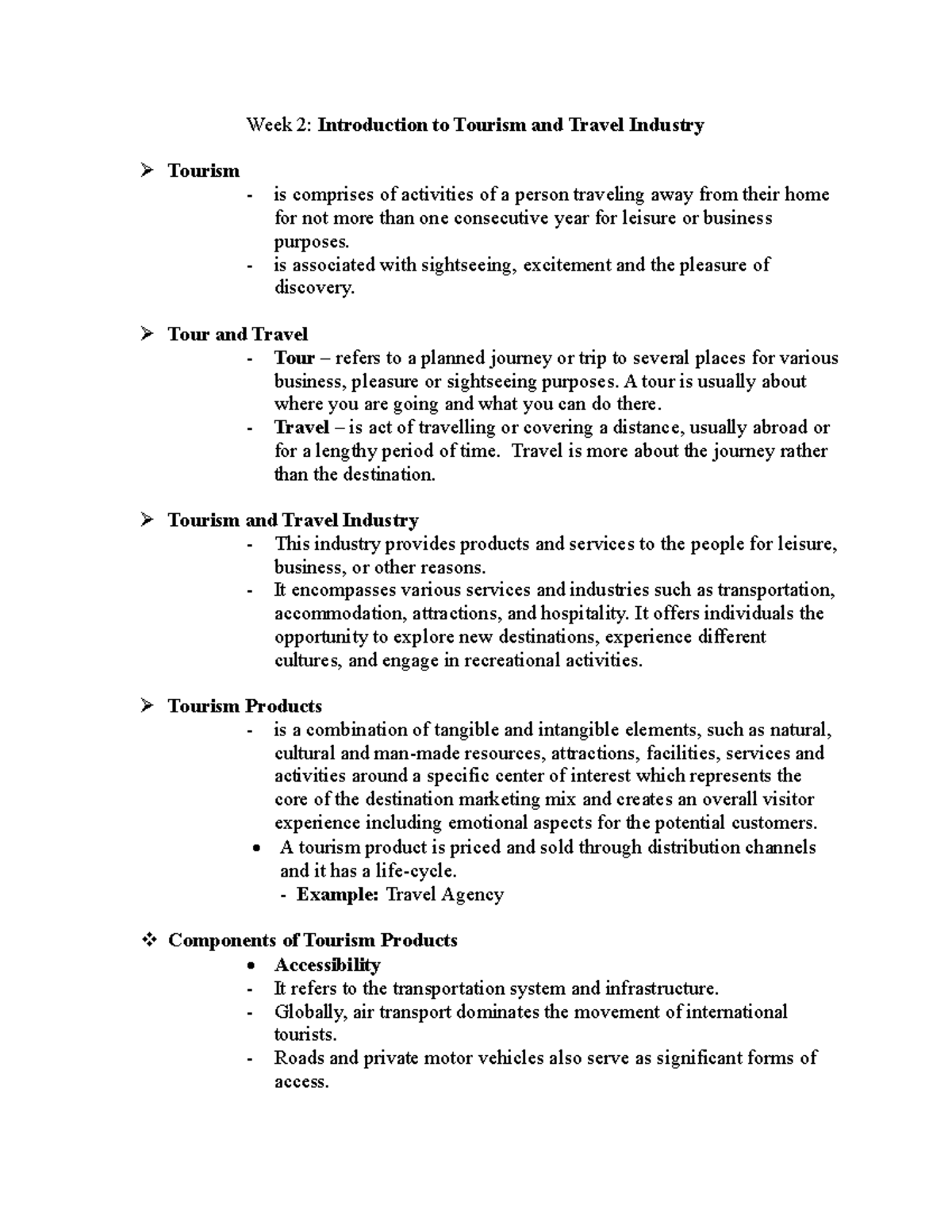 ITTM Prelims - Good - Week 2: Introduction to Tourism and Travel ...