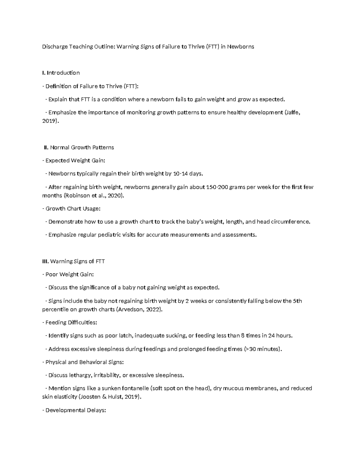 Discharge Teaching Outline - Introduction Definition of Failure to ...