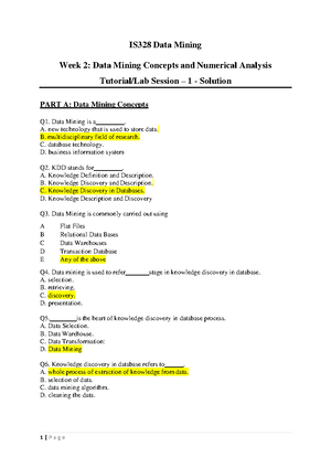 IS328 Tutorial Lab Session 8 - 1 | P a g e IS328 Data Mining Week 9 ...