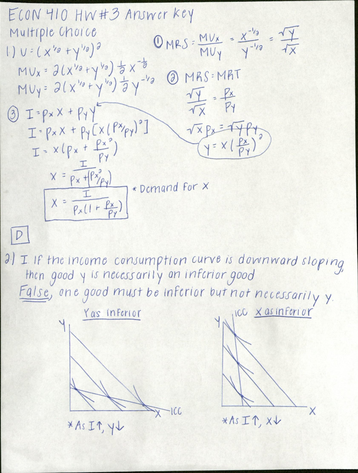 Homework 3 Answer Key - ECON W0 Him/#3 ﬂmwcr key . Mum‘plo GHOIOO Qerw ...
