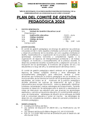 Plan del Buen Inicio del Año Escolar 2024 - PLAN DEL BUEN INICIO DEL ...