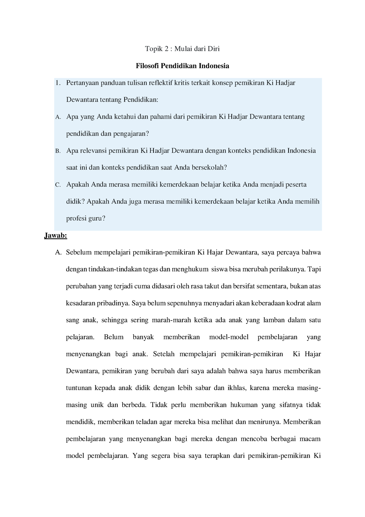 Topik 2 Mulai Dari Diri - Aaa - Topik 2 : Mulai Dari Diri Filosofi ...