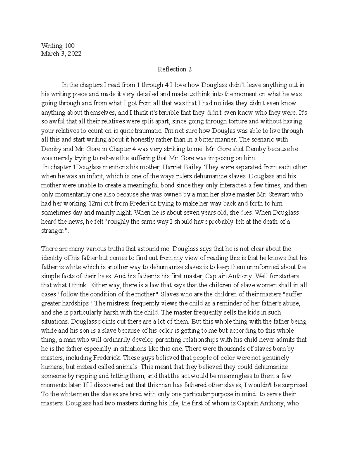 Reflection 2 - Writing 100 March 3, 2022 Reflection 2 In the chapters I ...