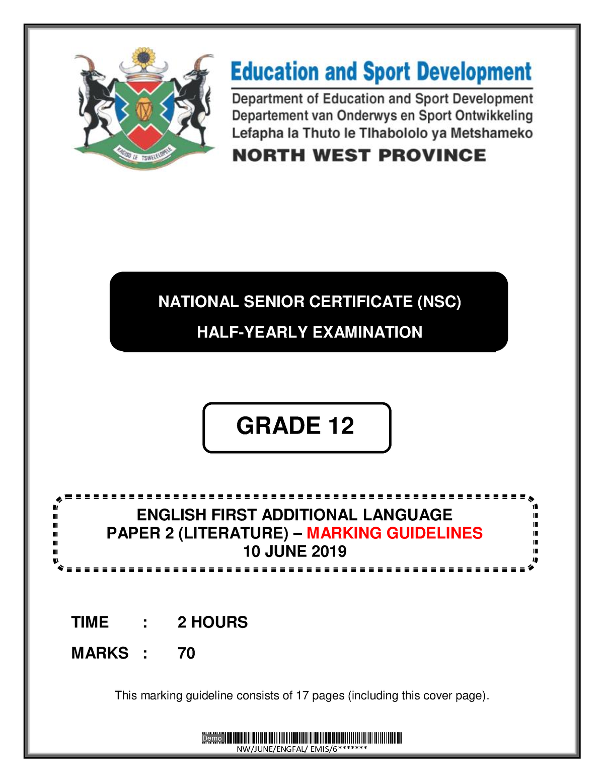 english memorandum paper 2 june 2022