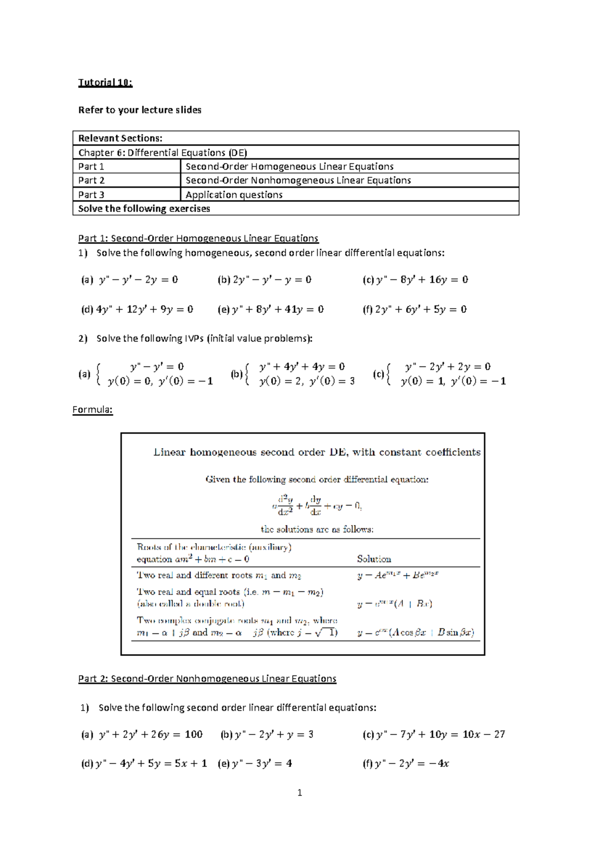Tut 10 - Calculus and Application - 1 Tutorial 10: Refer to your ...