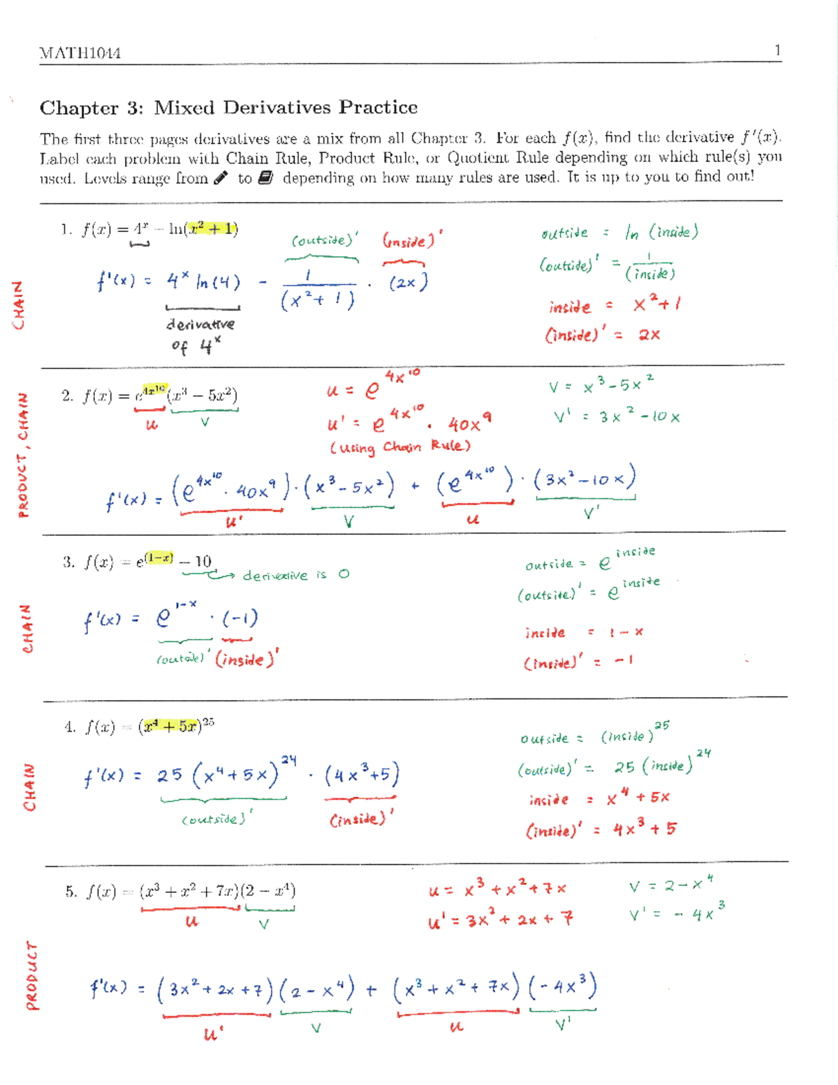 Chapter 3 Review (Mixed Derivatives) - Solution - MATH1044 - Studocu