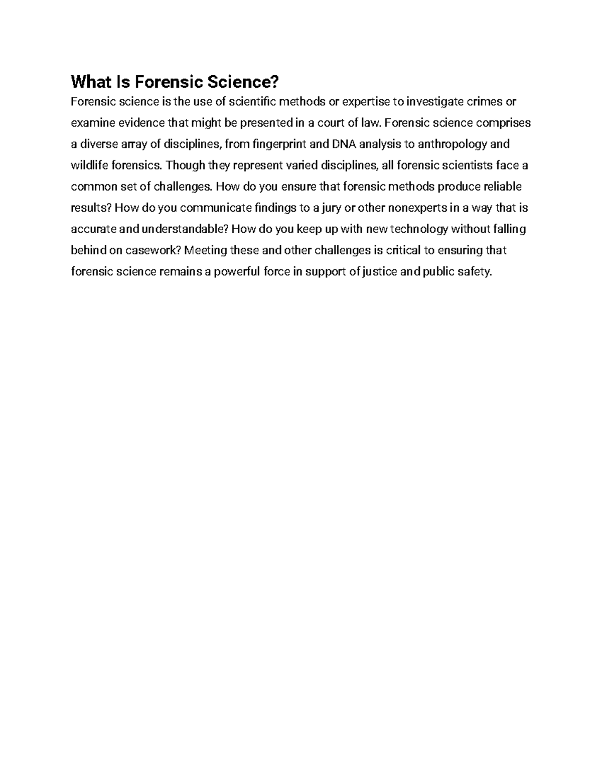 What Is Forensic Science What Is Forensic Science? Forensic science