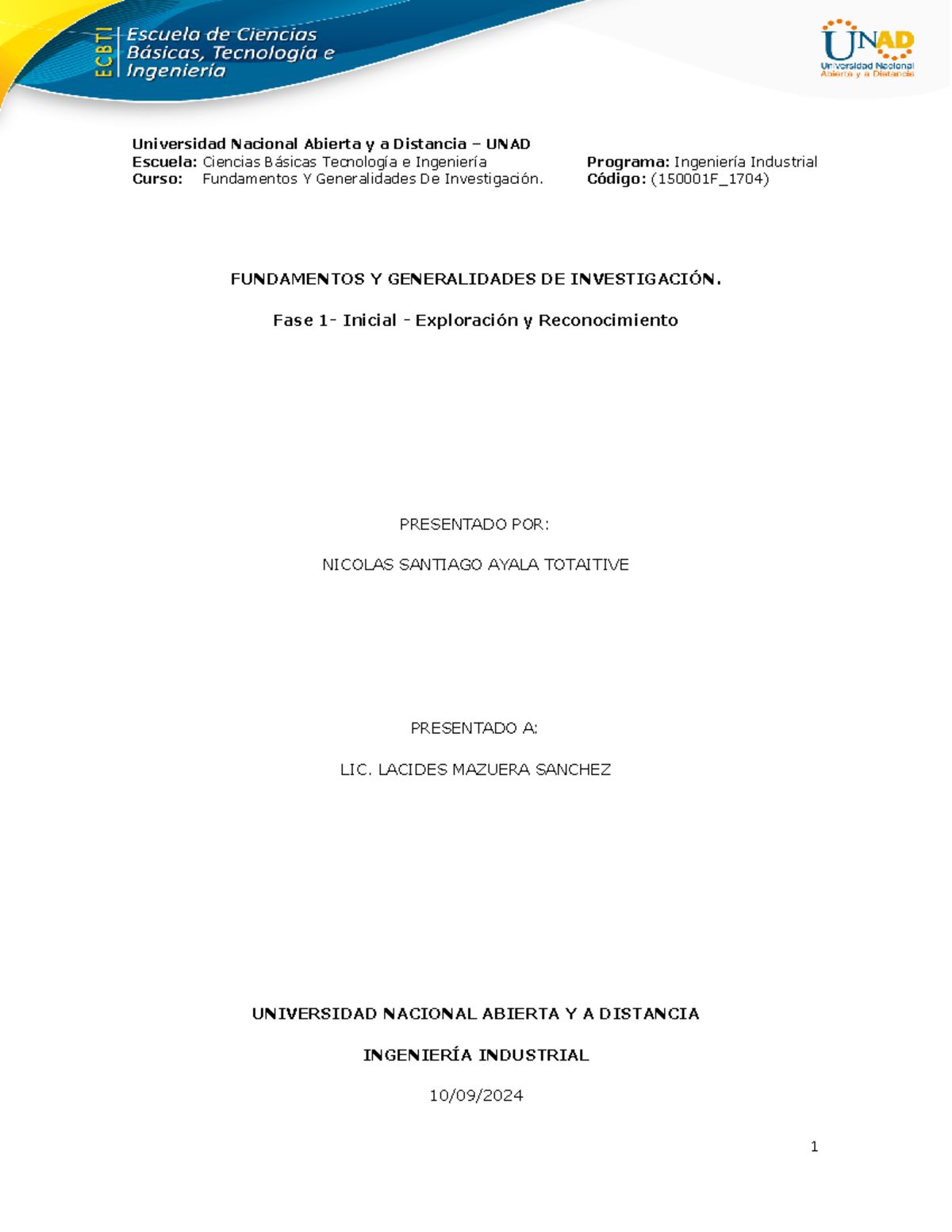 Fundamentos DE Generalidades DE Investigacion Tarea 1 - Escuela ...