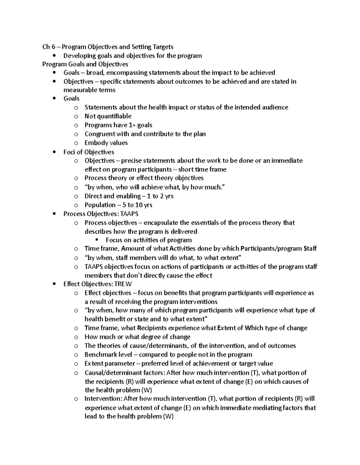 Ch 6 – Program Objectives and Setting Targets - ” o Direct and enabling ...
