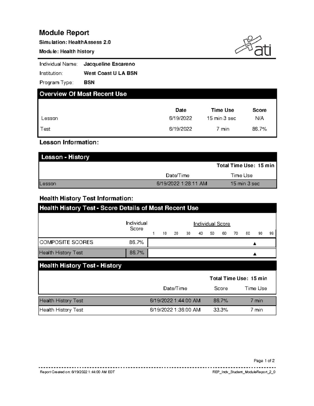Report - coursework - Module Report Simulation: HealthAssess 2. Module ...