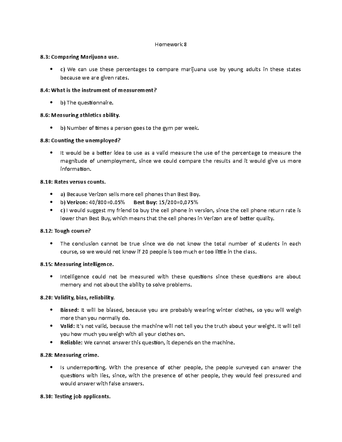 Homework 8 - Homework 8 8: Comparing Marijuana use. c) We can use these ...