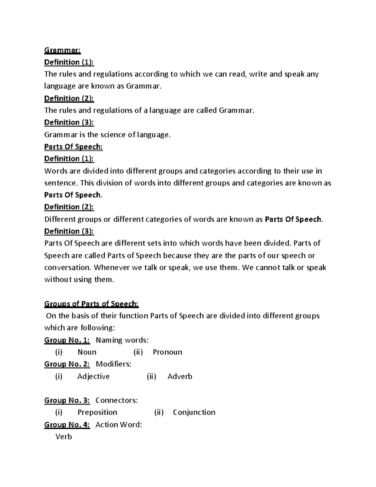 Noun & It's Types (Detail) Grammar Definition (1) The rules and