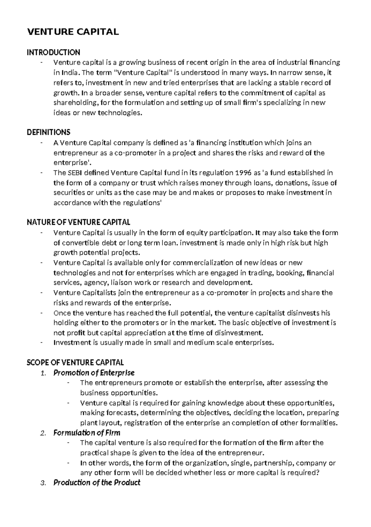 Venture- Capital - VENTURE CAPITAL INTRODUCTION Venture capital is a ...