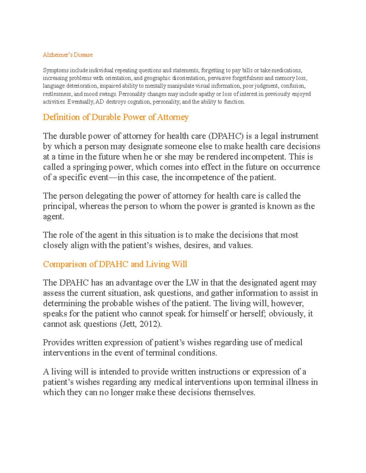 Alzheimer Lecture notes Alzheimer’s Disease Symptoms include