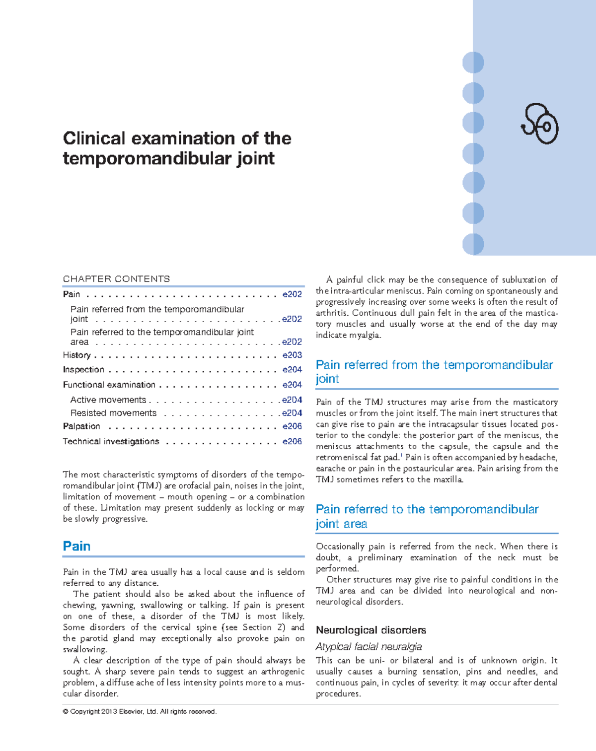Tmj examination - © Copyright 2013 Elsevier, Ltd. All rights reserved ...