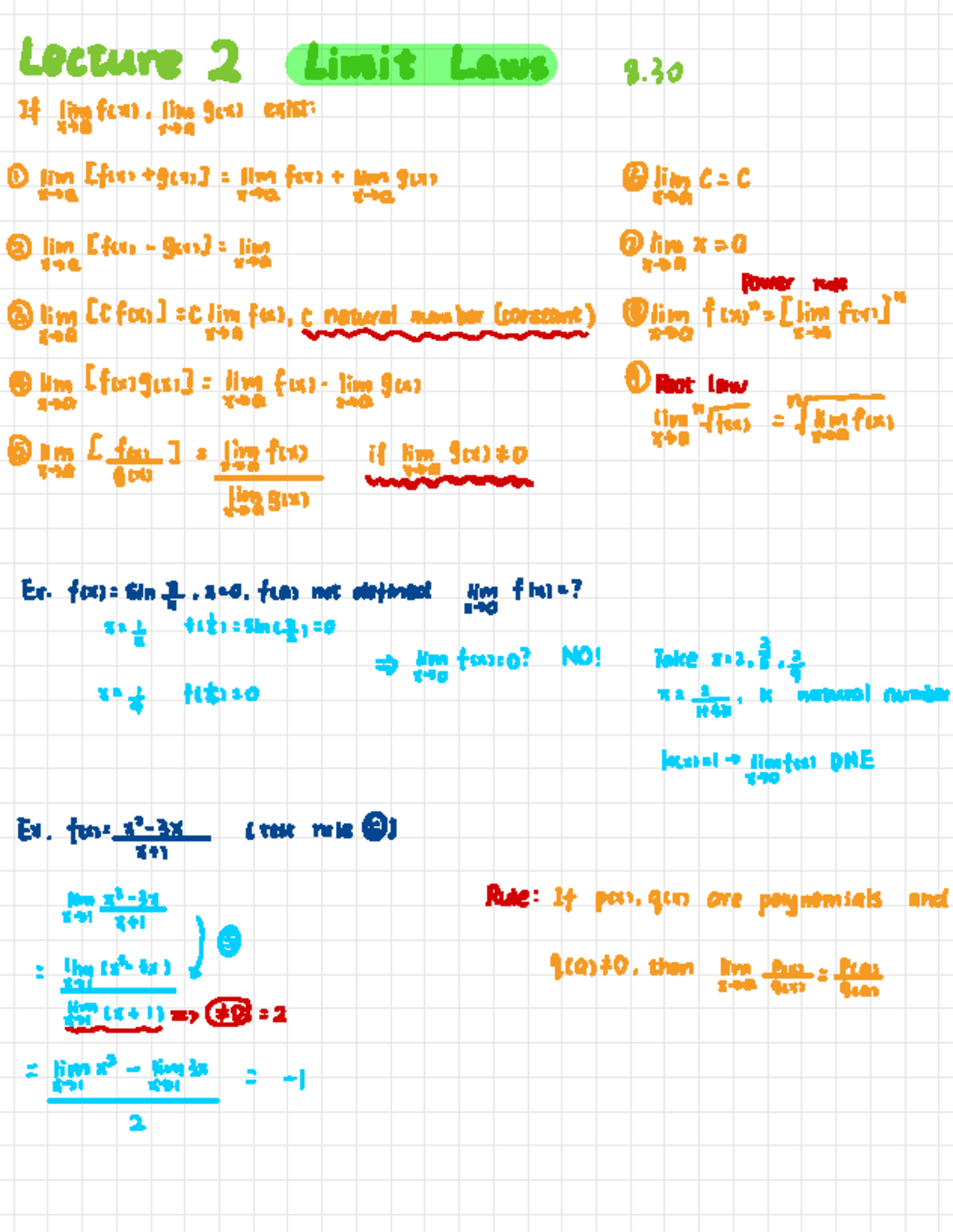 Math 140 lecture 2 - Lecture 2 Limit Laws 8. 30 If him fix) ,limg(x ...