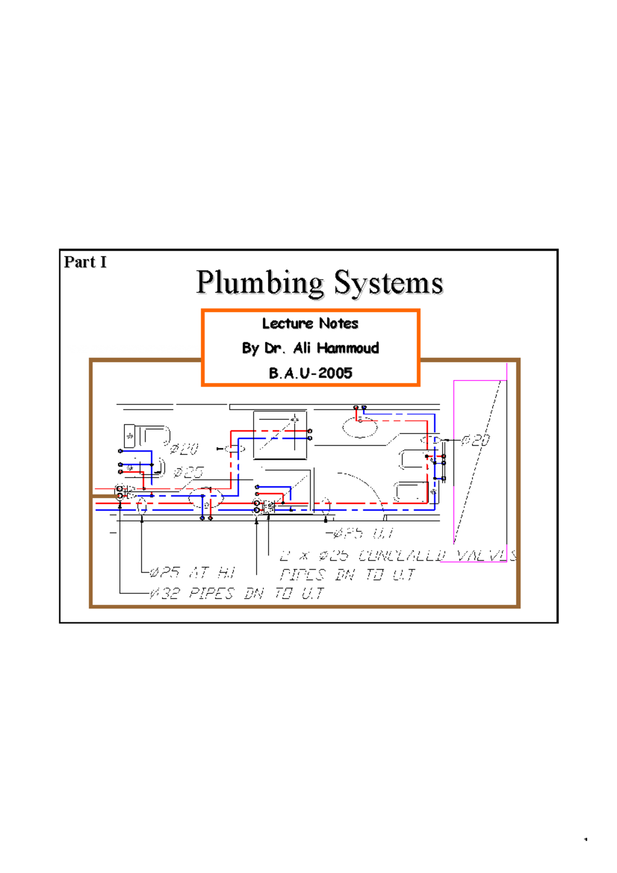 Lecture notes For educational use 1 1 Plumbing Systems Plumbing
